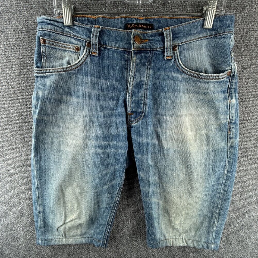 Nudie Jeans Denim Shorts Jorts Dude Dan Highlights Cotton Stretch ACTL 31X12